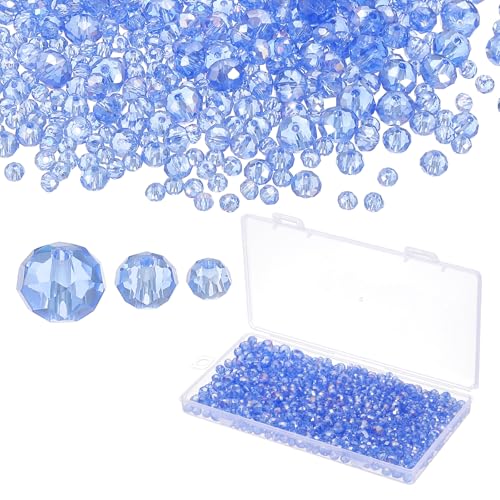 PATIKIL Rondelle Kristallperlen, 1000 Stück 4-8mm Facettierte Glaslose Perlen Briolette Form Perlen für Schmuckherstellung Armbänder DIY Bastelprojekte, Blaue Beschichtung AB PATIKIL Rondelle Kristallperlen, 1000 Stück 4-8mm Facettierte Glaslose Perlen Briolette Form Perlen für Schmuckherstellung Armbänder DIY Bastelprojekte, Blaue Beschichtung AB von PATIKIL