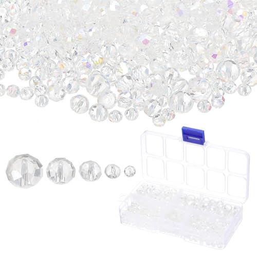 PATIKIL Rondelle Kristallperlen, 712 Stück 3-10mm Facettierte Glaslose Perlen Briolette Form Perlen für Schmuckherstellung Armbänder Halsketten DIY Handwerk, Weiß PATIKIL Rondelle Kristallperlen, 712 Stück 3-10mm Facettierte Glaslose Perlen Briolette Form Perlen für Schmuckherstellung Armbänder Halsketten DIY Handwerk, Weiß von PATIKIL