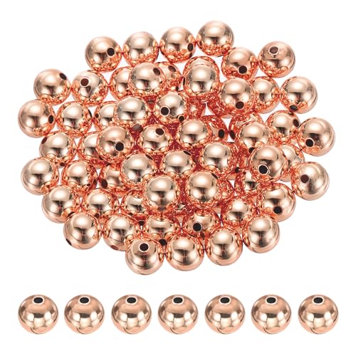 PATIKIL Roségold gefüllte Abstandperlen, 64 Stück 8mm Metall glatte runde Perlen für Armband Schmuckherstellung Halskette DIY von PATIKIL
