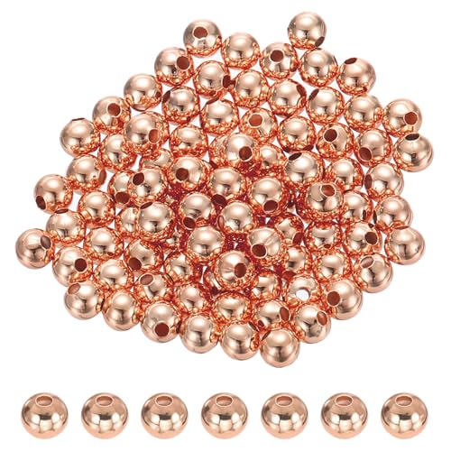 PATIKIL Roségold gefüllte Abstandperlen, 90 Stück 5mm Metallglatt Runde Perlen für Armband Schmuckherstellung Halskette DIY von PATIKIL