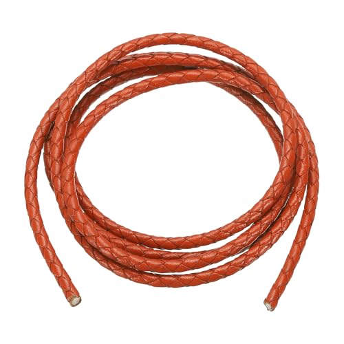 PATIKIL Rund Geflochtener Lederband, 1m Lang 4mm Drahtdurchmesser Geflochtener Lederband Seil Gefaltet Leder Schnur für Handwerk Schmuckherstellung Halskette Armbänder, Orange/Rot PATIKIL Rund Geflochtener Lederband, 1m Lang 4mm Drahtdurchmesser Geflochtener Lederband Seil Gefaltet Leder Schnur für Handwerk Schmuckherstellung Halskette Armbänder, Orange/Rot von PATIKIL