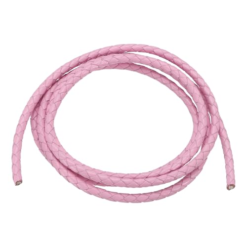 PATIKIL Rund Geflochtener Lederband, 1m Lang 4mm Drahtdurchmesser Geflochtener Lederband Seil Gefaltet Leder Schnur für Handwerk Schmuckherstellung Halskette Armbänder, Pink von PATIKIL