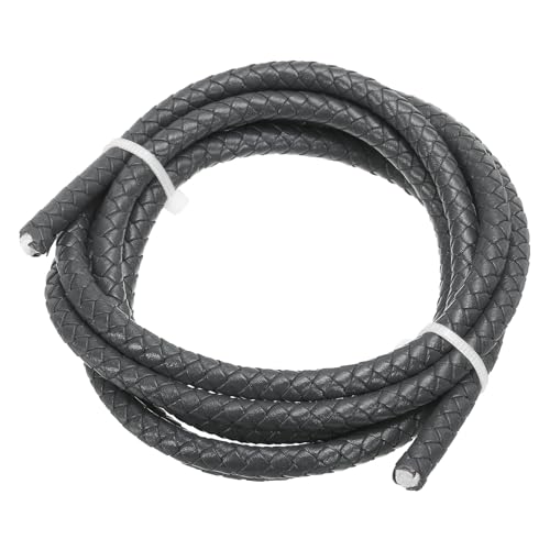 PATIKIL Rund Geflochtener Lederband, 6mm Geflochtenes Echtes Lederband Schnur Seil Gefaltetes Lederstreifen für Schmuckherstellung Handwerk Halsketten Armbänder, Dunkelgrau(1.1Yards) von PATIKIL