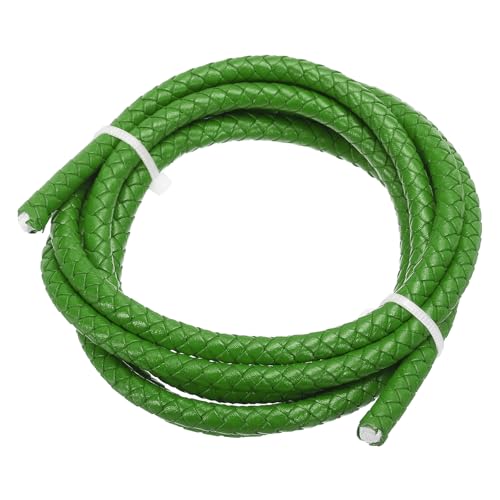 PATIKIL Rund Geflochtener Lederband, 6mm Geflochtenes Echtes Lederband Schnur Seil Gefaltetes Lederstreifen für Schmuckherstellung Handwerk Halsketten Armbänder, Grasgrün (1.1Yards) von PATIKIL