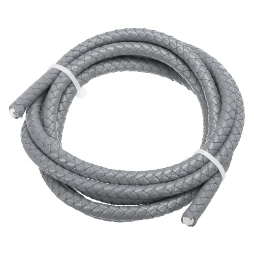PATIKIL Rund Geflochtener Lederband, 6mm Geflochtenes Echtes Lederband Schnur Seil Gefaltetes Lederstreifen für Schmuckherstellung Handwerk Halsketten Armbänder, Grau(1.1Yards) von PATIKIL