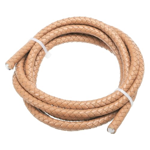 PATIKIL Rund Geflochtener Lederband, 6mm Geflochtenes Echtes Lederband Schnur Seil Gefaltetes Lederstreifen für Schmuckherstellung Handwerk Halsketten Armbänder, Khaki(1.1Yards) von PATIKIL