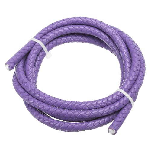 PATIKIL Rund Geflochtener Lederband, 6mm Geflochtenes Echtes Lederband Schnur Seil Gefaltetes Lederstreifen für Schmuckherstellung Handwerk Halsketten Armbänder, Lila (1.1Yards) von PATIKIL