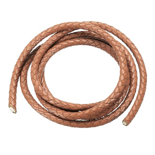 PATIKIL Rund Geflochtenes Lederband, 1m Lang 5mm Drahtdurchmesser Geflochtenes Lederband Seil Gefaltet Leder Schnur für Handwerk Schmuckherstellung Halskette Armbänder, Khaki von PATIKIL