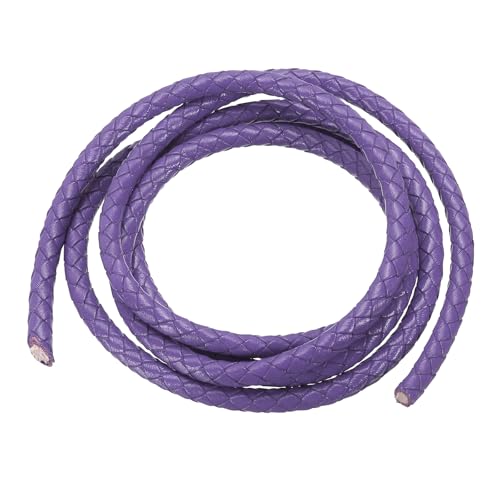 PATIKIL Rund Geflochtenes Lederband, 1m Lang 5mm Drahtdurchmesser Geflochtenes Lederband Seil Gefaltet Leder Schnur für Handwerk Schmuckherstellung Halskette Armbänder, Hell Lila von PATIKIL