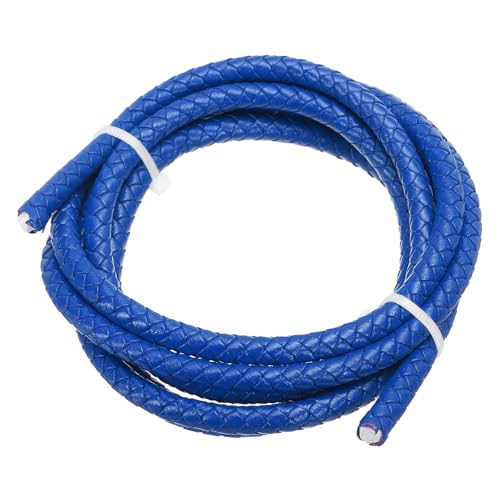 PATIKIL Rund Geflochtenes Lederband, 6mm Geflochtenes Echtes Lederband Schnur Seil Gefaltetes Lederstreifen für Schmuckherstellung Handwerk Halsketten Armbänder, Blau(1.1Yards) von PATIKIL