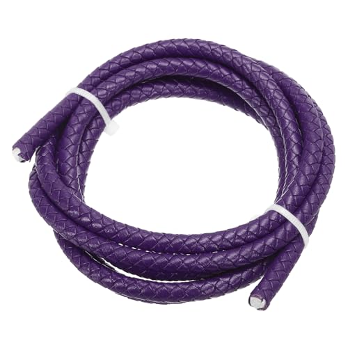 PATIKIL Rund Geflochtenes Lederband, 6mm Geflochtenes Echtes Lederband Schnur Seil Gefaltetes Lederstreifen für Schmuckherstellung Handwerk Halsketten Armbänder, Dunkellila (1,1 Yards) von PATIKIL