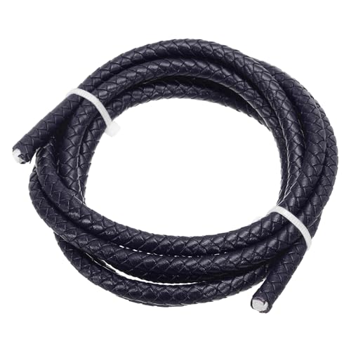 PATIKIL Rund Geflochtenes Lederband, 6mm Geflochtenes Echtes Lederband Schnur Seil Gefaltetes Lederstreifen für Schmuckherstellung Handwerk Halsketten Armbänder, Marineblau (1.1Yards) von PATIKIL