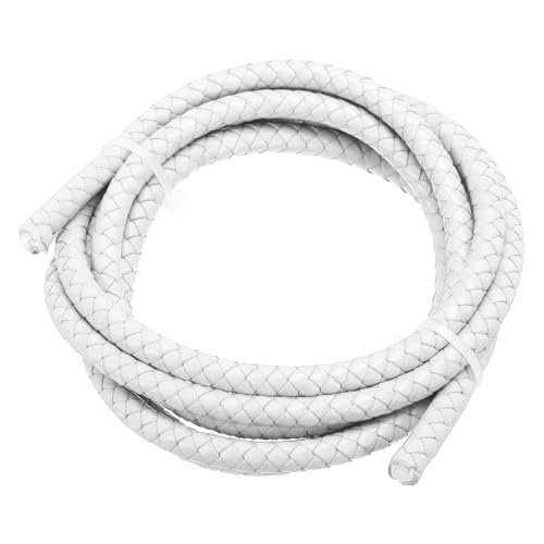 PATIKIL Rund Geflochtenes Lederband, 6mm Geflochtenes Echtes Lederband Schnur Seil Gefaltetes Lederstreifen für Schmuckherstellung Handwerk Halsketten Armbänder, Weiß (1.1Yards) von PATIKIL