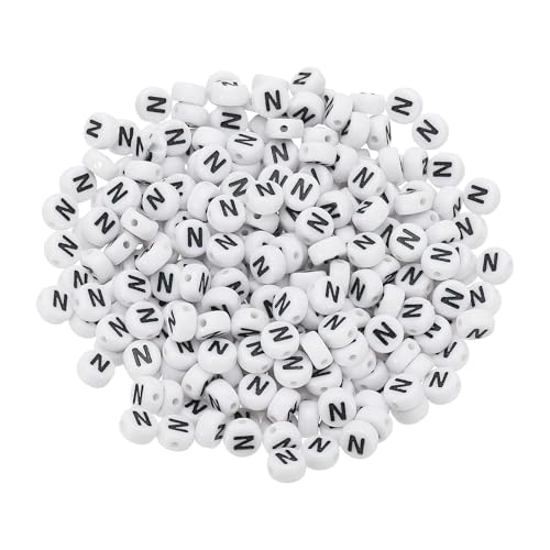 PATIKIL Runde Buchstabenperlen, 300 Stück Buchstabe N Acryl-Alphabetperlen Weiße Perlen Schwarze Buchstaben für die Schmuckherstellung Armbänder Halsketten DIY, Schwarz PATIKIL Runde Buchstabenperlen, 300 Stück Buchstabe N Acryl-Alphabetperlen Weiße Perlen Schwarze Buchstaben für die Schmuckherstellung Armbänder Halsketten DIY, Schwarz von PATIKIL