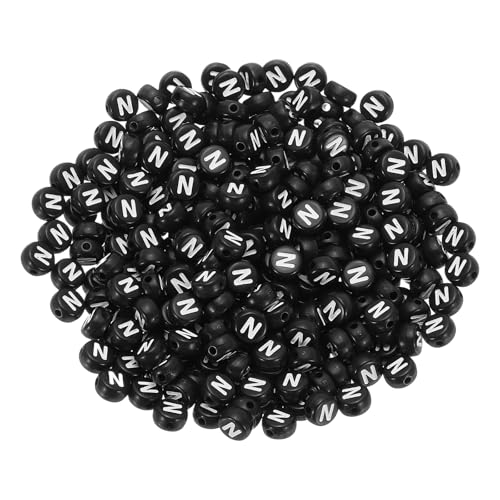 PATIKIL Runde Buchstabenperlen, 300 Stück Buchstabe N Acryl Alphabetperlen für die Schmuckherstellung Armbänder Halsketten DIY, Weiß von PATIKIL
