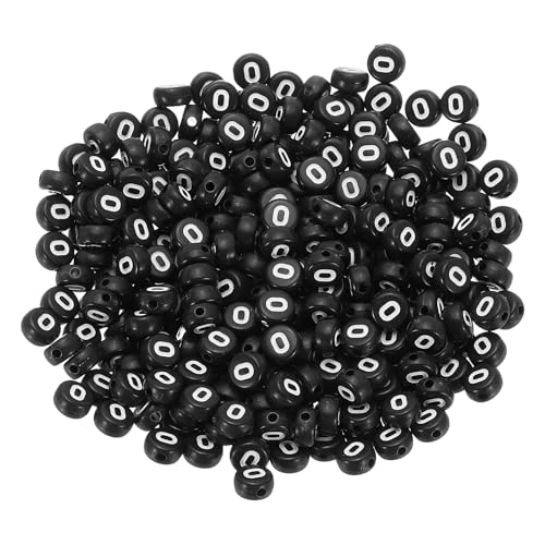 PATIKIL Runde Buchstabenperlen, 300 Stück Buchstabe O Acryl-Alphabetperlen Schwarze Perlen Weiße Buchstaben für die Schmuckherstellung Armbänder Halsketten DIY, Weiß von PATIKIL