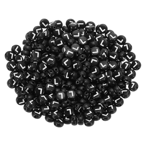 PATIKIL Runde Buchstabenperlen, 300 Stück Buchstabe l Acryl-Alphabetperlen Schwarze Perlen Weiße Buchstaben für die Schmuckherstellung Armbänder Halsketten DIY, Weiß von PATIKIL