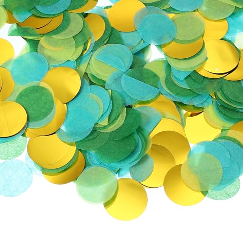 PATIKIL Runde Papierschnipsel Konfetti 1 Zoll, Tischkonfetti Kreis Punkte für Hochzeit Geburtstagsfeier Ballondekorationen (1,76 oz), Cyan/Grün/Gelb von PATIKIL