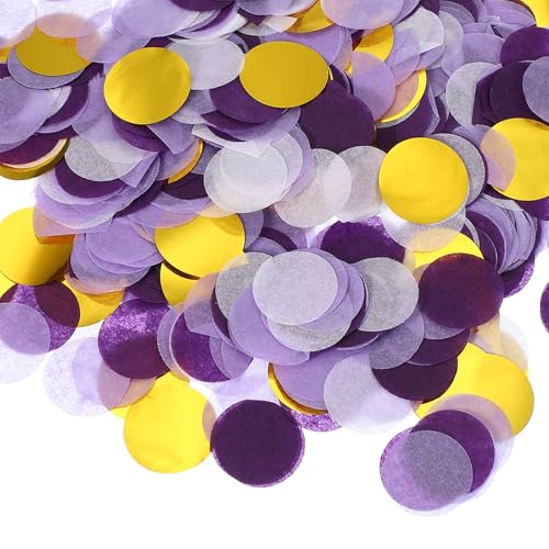 PATIKIL Runde Papierschnipsel Konfetti 1 Zoll, Tischkonfetti Kreis Punkte für Hochzeit Geburtstagsfeier Ballondekorationen (1,76 oz), Lila/Gold von PATIKIL