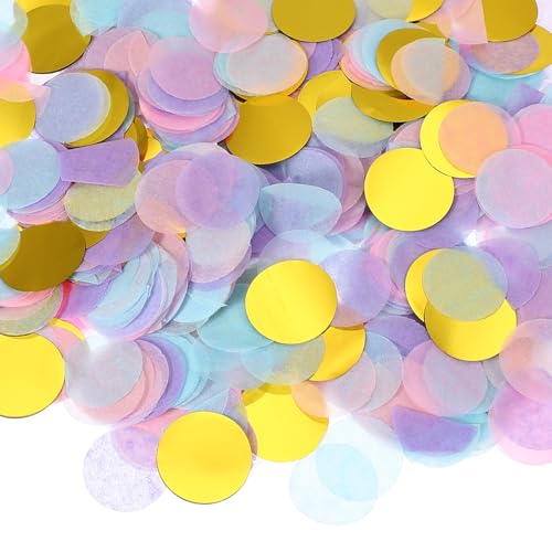 PATIKIL Runde Papierschnipsel Konfetti 1 Zoll, Tischkonfetti Kreis Punkte für Hochzeit Geburtstagsfeier Ballondekorationen (1,76 oz), Pink/Blau/Lila/Weiß von PATIKIL