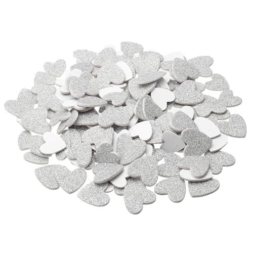 PATIKIL Schaumstoffaufkleber, 150 Stück selbstklebende EVA-Glitzer-Schaumstoffformen für Bastelbedarf, Scrapbooking, DIY-Dekoration, silbernes Herzdesign von PATIKIL