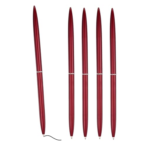 PATIKIL Schlanker Metall-Kugelschreiber, 5 Stücke Schwarze Tinte 1mm Mittelpunkt Metallischer Einziehbarer Leichter Glatte Schreibstifte für Geschäftsbüro Hochzeitsgästebuch, Weinrot von PATIKIL