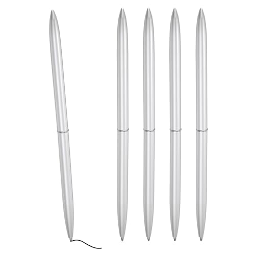 PATIKIL Schlanker Metall-Kugelschreiber, 5 Stücke Schwarze Tinte 1mm Mittelpunktstift Metallischer Einziehbarer Leichter für Geschäftsbüro Hochzeitsgästebuch, Silberton PATIKIL Schlanker Metall-Kugelschreiber, 5 Stücke Schwarze Tinte 1mm Mittelpunktstift Metallischer Einziehbarer Leichter für Geschäftsbüro Hochzeitsgästebuch, Silberton von PATIKIL