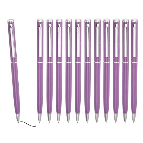 PATIKIL Schlanker metallischer Kugelschreiber, 12 Stück Schwarze Tinte 1mm mittelspitze Kugelschreiber, einziehbar, für Geschäfts- und Bürobedarf, Hochzeitsgästebuch, Lila PATIKIL Schlanker metallischer Kugelschreiber, 12 Stück Schwarze Tinte 1mm mittelspitze Kugelschreiber, einziehbar, für Geschäfts- und Bürobedarf, Hochzeitsgästebuch, Lila von PATIKIL