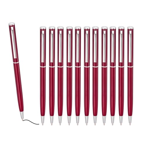 PATIKIL Schlanker metallischer Kugelschreiber, 12 Stück schwarze Tinte 1mm mittlere Spitze Kugelschreiber, einziehbar, für Geschäfts- und Bürobedarf, Hochzeitsgästebuch, Weinrot PATIKIL Schlanker metallischer Kugelschreiber, 12 Stück schwarze Tinte 1mm mittlere Spitze Kugelschreiber, einziehbar, für Geschäfts- und Bürobedarf, Hochzeitsgästebuch, Weinrot von PATIKIL