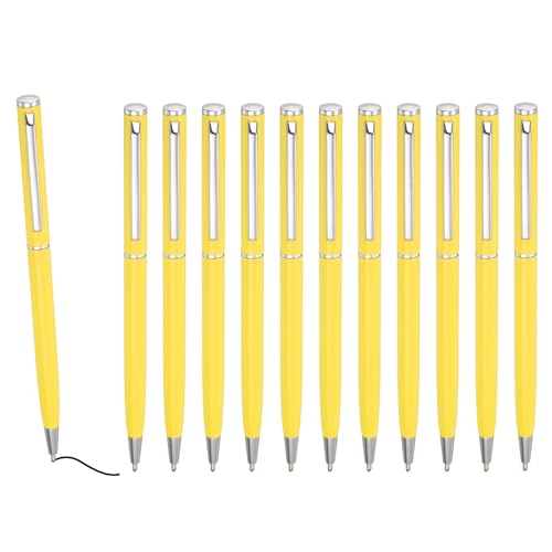 PATIKIL Schlanker metallischer Kugelschreiber, 12 Stück schwarze Tinte 1mm mittlere Spitze Kugelschreiber, einziehbar, leicht, für Geschäftsbüro Hochzeitsgästebuch, Gelb von PATIKIL