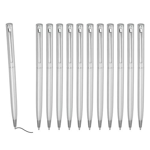 PATIKIL Schlanker metallischer Kugelschreiber, 12 Stücke Schwarze Tinte 1mm Mittelpunktstift Einziehbar Leichte Glatte Schreibstifte für Geschäfts- und Bürohochzeiten, Silberton PATIKIL Schlanker metallischer Kugelschreiber, 12 Stücke Schwarze Tinte 1mm Mittelpunktstift Einziehbar Leichte Glatte Schreibstifte für Geschäfts- und Bürohochzeiten, Silberton von PATIKIL