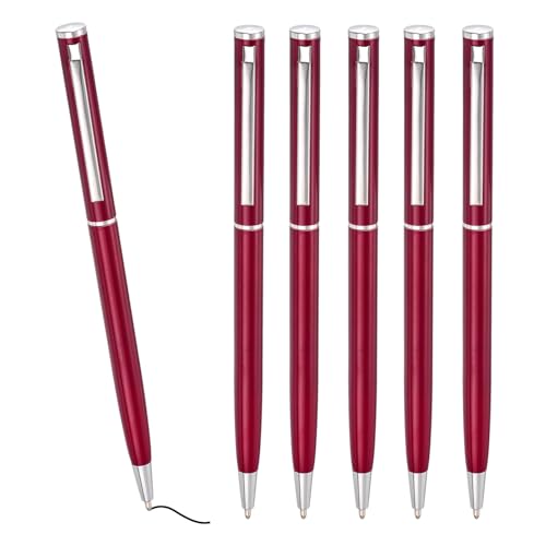PATIKIL Schlanker metallischer Kugelschreiber, 6 Stück schwarze Tinte 1mm mittlere Spitze Kugelschreiber, einziehbar, für Geschäfts- und Bürobedarf, Hochzeitsgästebuch, Weinrot PATIKIL Schlanker metallischer Kugelschreiber, 6 Stück schwarze Tinte 1mm mittlere Spitze Kugelschreiber, einziehbar, für Geschäfts- und Bürobedarf, Hochzeitsgästebuch, Weinrot von PATIKIL