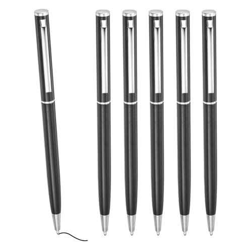 PATIKIL Schlanker metallischer Kugelschreiber, 6 Stücke schwarze Tinte 1mm mittelpunkt Kugelschreiber einziehbar leichtgewichtig für Geschäfts- und Bürohochzeitsgästebuch, Schwarz PATIKIL Schlanker metallischer Kugelschreiber, 6 Stücke schwarze Tinte 1mm mittelpunkt Kugelschreiber einziehbar leichtgewichtig für Geschäfts- und Bürohochzeitsgästebuch, Schwarz von PATIKIL