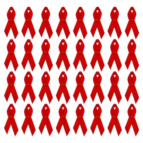 PATIKIL Schleifenstifte, 100 Stück Rote Awareness-Schleifen aus Satin mit Sicherheitsnadeln für den Internationalen Tag PATIKIL Schleifenstifte, 100 Stück Rote Awareness-Schleifen aus Satin mit Sicherheitsnadeln für den Internationalen Tag von PATIKIL
