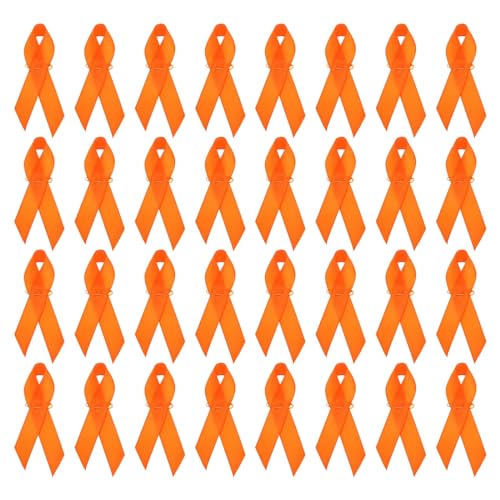 PATIKIL Schleifenstifte, 200 Stück Orange Awareness-Schleifen aus Satin mit Sicherheitsnadeln für den Internationalen Tag von PATIKIL