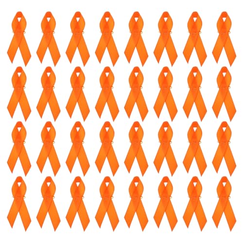 PATIKIL Schleifenstifte, 200 Stück Orange Awareness-Schleifen aus Satin mit Sicherheitsnadeln für den Internationalen Tag von PATIKIL