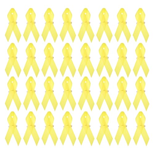 PATIKIL Schleifenstifte, 200 Stück gelbe Satinschleifen mit Sicherheitsnadeln für den Internationalen Tag von PATIKIL