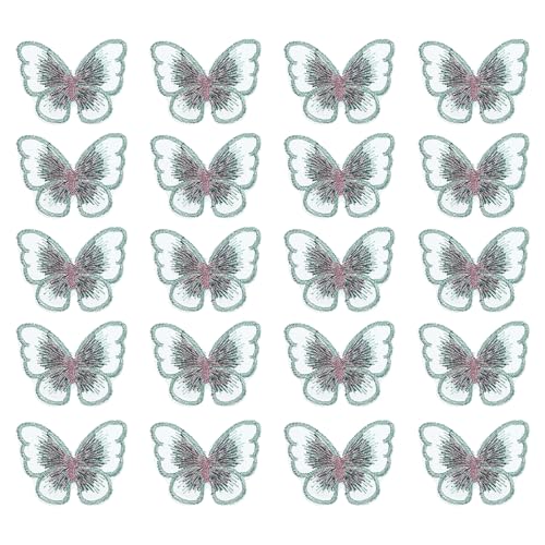 PATIKIL Schmetterling Spitze Applikation 30Stk Schmetterling Aufnäher Spitze Stoff Schmetterling Applikation Aufnäher Stickerei Garnitur für Kleidung Kleider Hochzeit Handwerk L Grün von PATIKIL