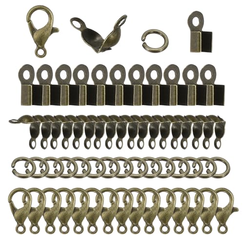 PATIKIL Schmuck Zubehör Set 50Stk Karabiner Verschluss 150Stk Perlen Spitzen Knoten Abdeckungen Offene Biege Ringe 150Stk Falt Umschlag Kordel Endkappen für Schmuck Selbermachen Bronze PATIKIL Schmuck Zubehör Set 50Stk Karabiner Verschluss 150Stk Perlen Spitzen Knoten Abdeckungen Offene Biege Ringe 150Stk Falt Umschlag Kordel Endkappen für Schmuck Selbermachen Bronze von PATIKIL