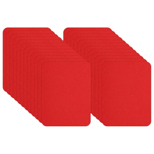 PATIKIL Selbstklebende Reparaturflicken 5 x 3,7 Zoll, 24er Pack Twill-Stoff Reparatur-Denim-Flicken Wasserdicht Leichter Sofa-Flicken für Couch-Kleidung-Jacke-Zelt-Tasche-Jeans, Rot von PATIKIL