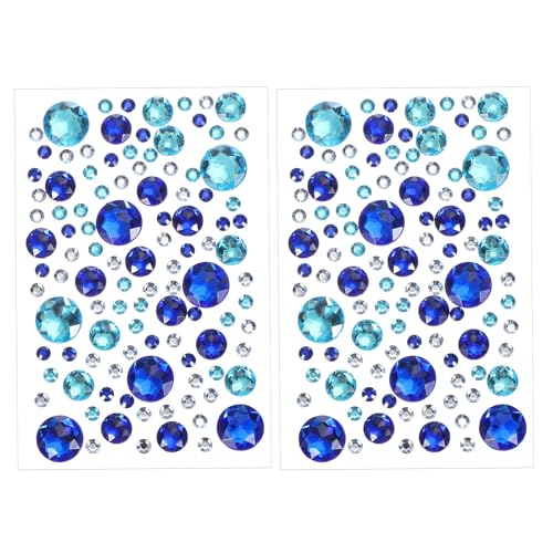 PATIKIL Selbstklebende Strassaufkleber, 2 Stück Gesichtsjuwelen-Aufkleber Kristallkreis-Verzierungsbogen für Basteln Nageldekoration Make-up DIY, Blau von PATIKIL