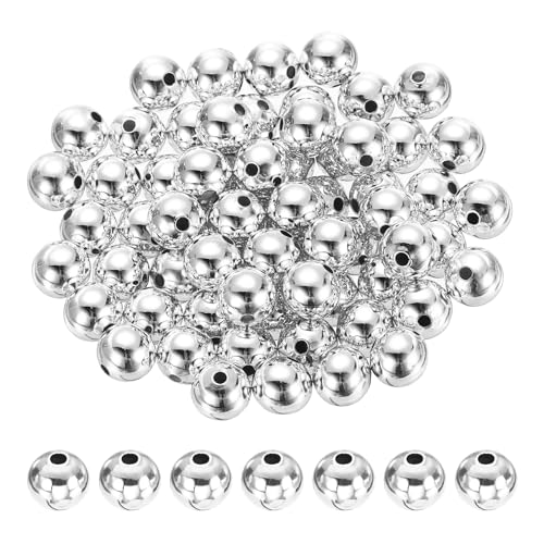 PATIKIL Silber gefüllte Abstandperlen, 64 Stück 6mm Metall glatte runde Perlen für Armband Schmuckherstellung Halskette DIY von PATIKIL