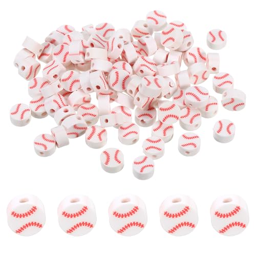 PATIKIL Sportball Perlen, 200er Packung undurchsichtige Acryl-Sportperlen Ton Baseball Perlen Spacer Lose Perlen Basteln für DIY Halskette Armband Schlüsselanhänger Ohrring Weiß PATIKIL Sportball Perlen, 200er Packung undurchsichtige Acryl-Sportperlen Ton Baseball Perlen Spacer Lose Perlen Basteln für DIY Halskette Armband Schlüsselanhänger Ohrring Weiß von PATIKIL