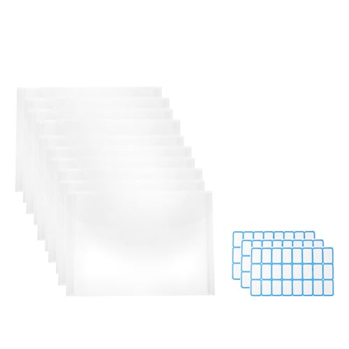 PATIKIL Stempel- und Stanzform-Aufbewahrungstasche, 30 Stück horizontale transparente Umschlagtaschen mit Etikettenaufklebern für Basteln mit Stanzformen 7 x 5,1 Zoll von PATIKIL