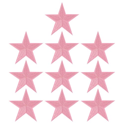 PATIKIL Stern Aufbügeln Patches, 10 Stück Stern Aufnäher Applikationen zur Verzierung von Kleidung, Jacken, Hüten, Rucksäcken, Reparaturen, Dekorationen, Pink, 3" x 2.8" von PATIKIL