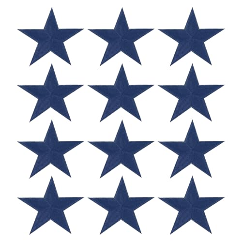 PATIKIL Stern Aufbügeln Patches, 12 Stück Stern Aufnäher Applikationen zum Aufbügeln für Kleidung Jacken Hut Rucksack Reparatur Dekorationen, Dunkelblau, 3,2" x 3,2" von PATIKIL