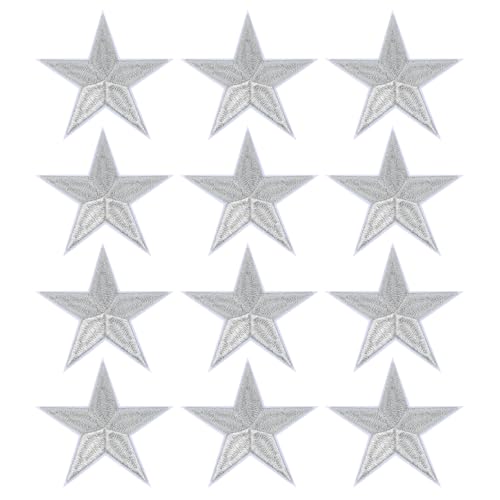 PATIKIL Stern Aufbügeln Patches, 12 Stück Stern Aufnäher Applikationen zur Verzierung von Kleidung, Jacken, Hüten, Rucksäcken, Silberfarben, 3,2" x 3,2" PATIKIL Stern Aufbügeln Patches, 12 Stück Stern Aufnäher Applikationen zur Verzierung von Kleidung, Jacken, Hüten, Rucksäcken, Silberfarben, 3,2" x 3,2" von PATIKIL