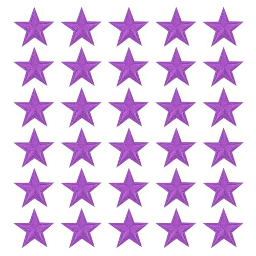 PATIKIL Stern Aufbügeln Patches, 30 Stück Stern Aufnäher Applikationen zum Aufbügeln für Kleidung Jacken Hut Rucksack Reparatur Dekorationen, Lila, 1" x 1" von PATIKIL