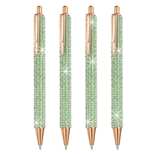 PATIKIL Strass Metall Kugelschreiber, 4er Pack Kristall Perlen Stifte Schwarz Tinte 1,0mm Spitze Glitzernd für Frauen Geschenk Büro Notizen Tagebuch, Grün von PATIKIL