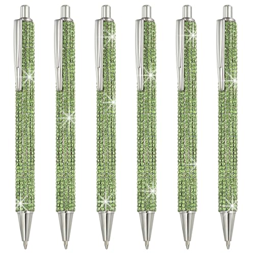 PATIKIL Strass Metall Kugelschreiber, 6er Pack Kristall Diamant Stifte Schwarze Tinte 1,0 mm Spitze Glitzernd für Frauen Geschenk Büro Notizen Journaling, Grün von PATIKIL